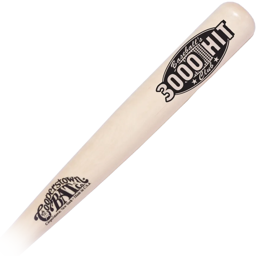 Cooperstown baseball bat with 3000 Hit Club logo.