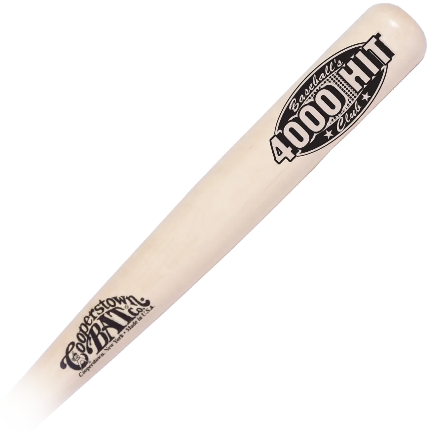 Wooden baseball bat with 4000 Hit Club logo