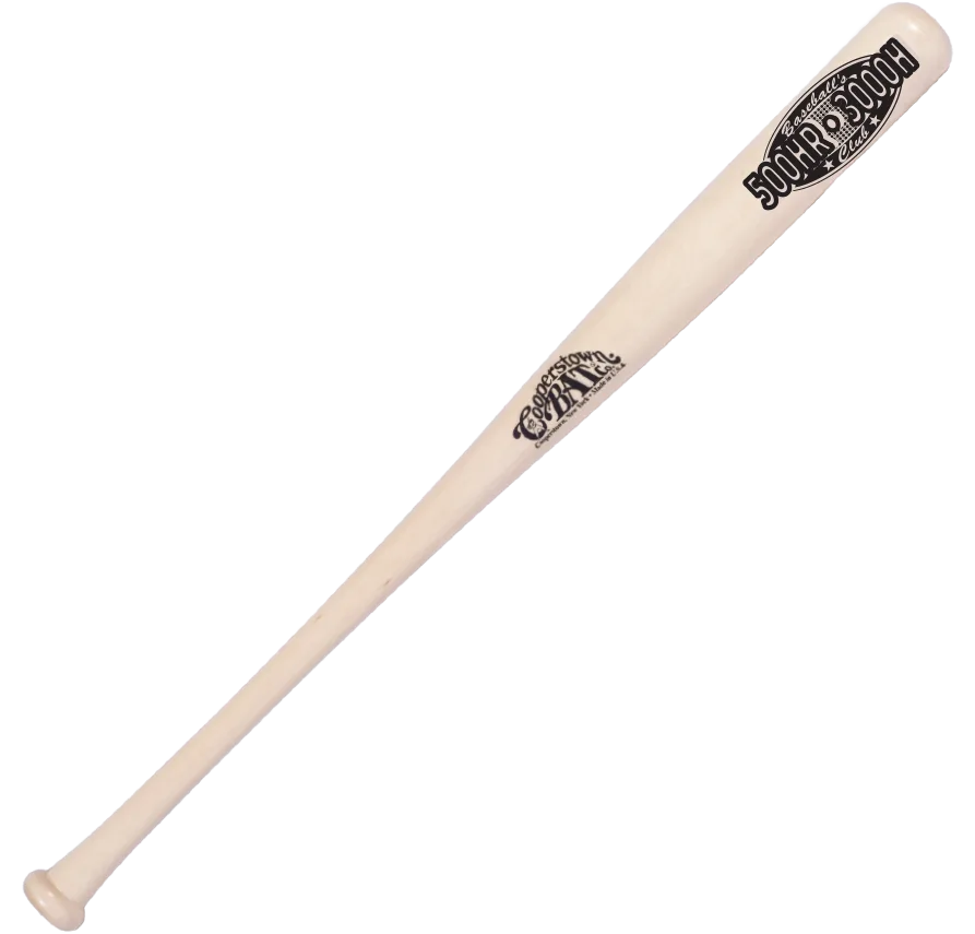 Cooperstown Bat Company baseball bat, engraved logos visible.