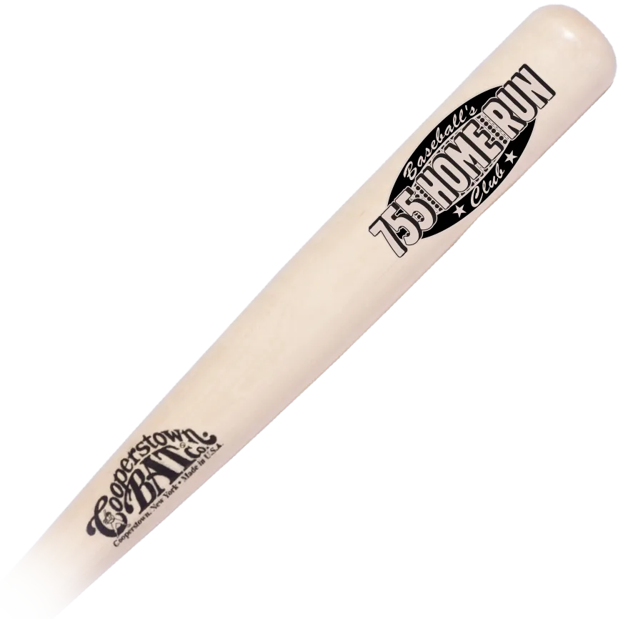 Baseball bat with 755 Home Run Club logo.