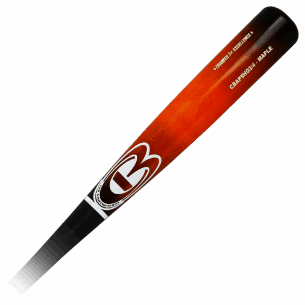 Wooden baseball bat with logo.