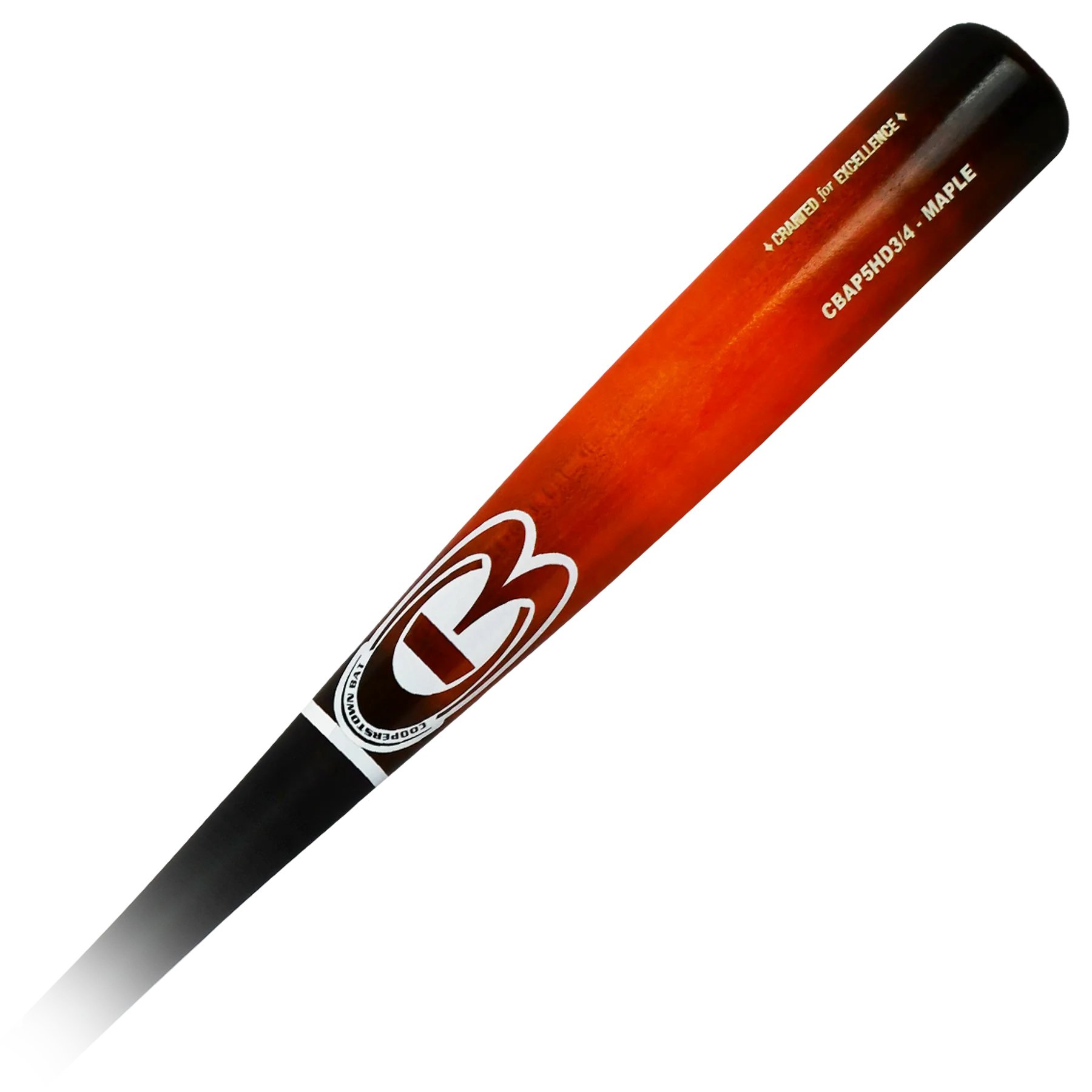 Wooden baseball bat with logo.