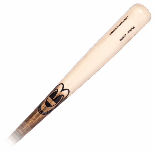 Wooden baseball bat, maple, branded with logo.