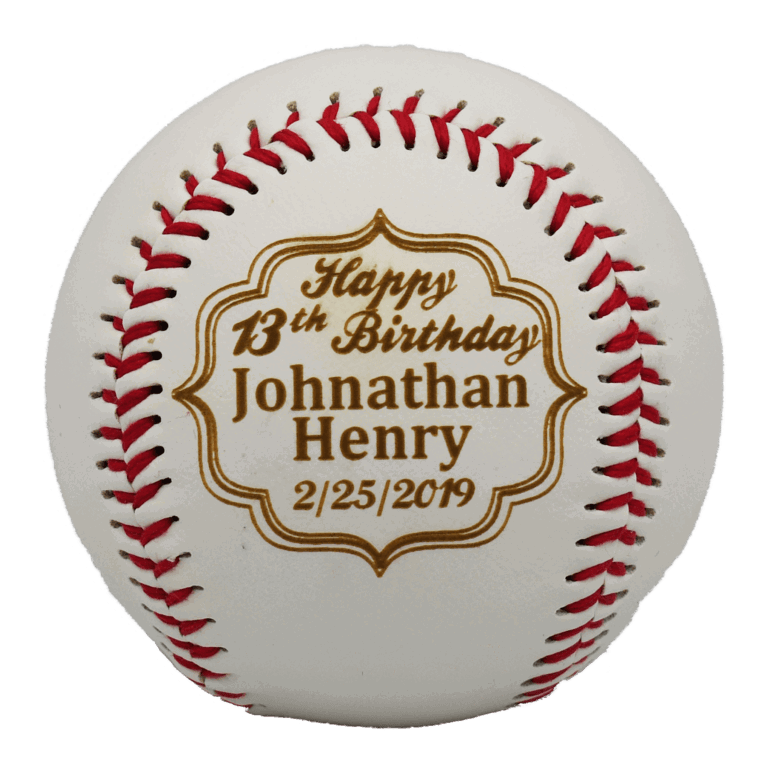 Personalized birthday baseball with engraved message