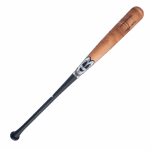 Wooden baseball bat with logo.