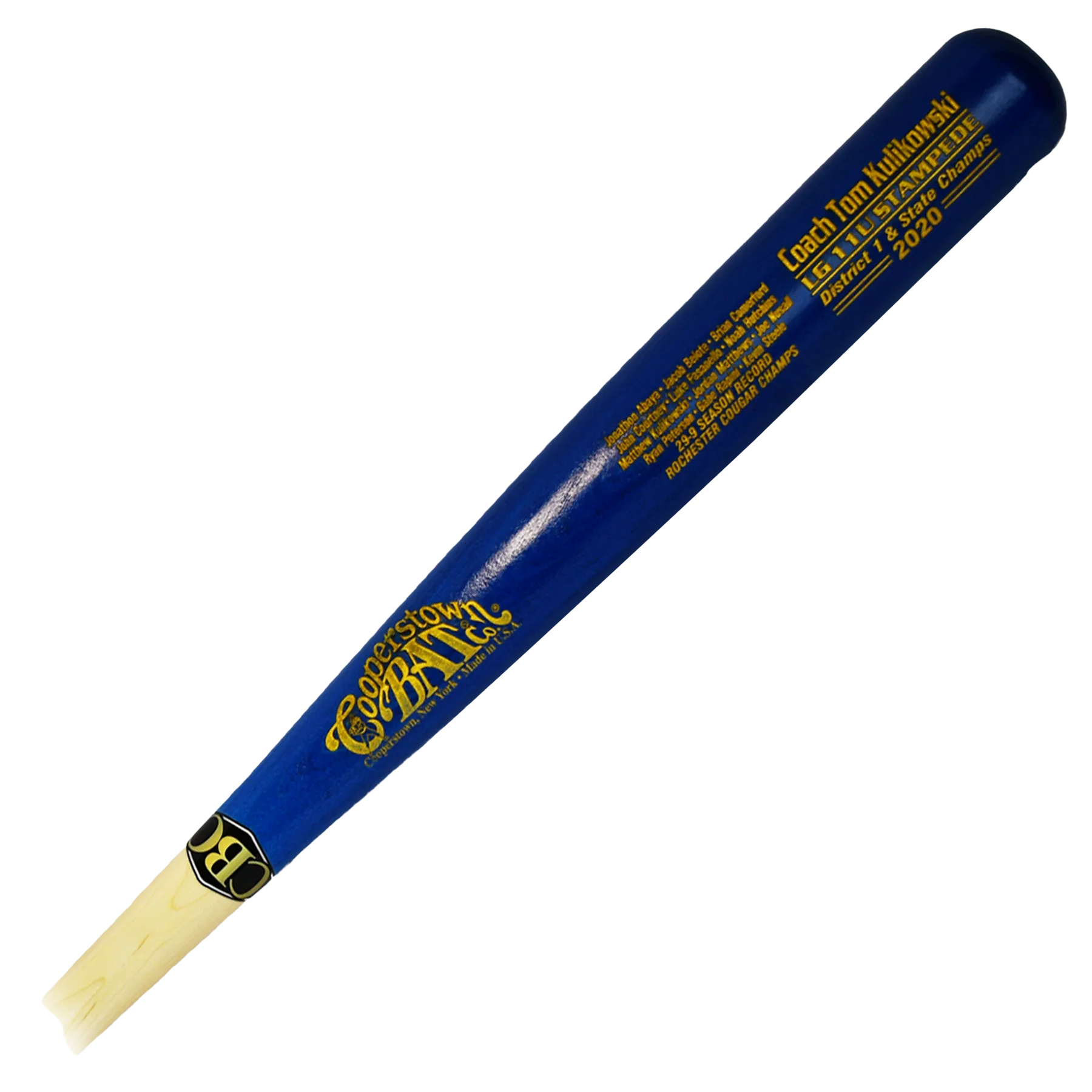 Player Coach Gift Award Bat with Roster - Cooperstown Bat