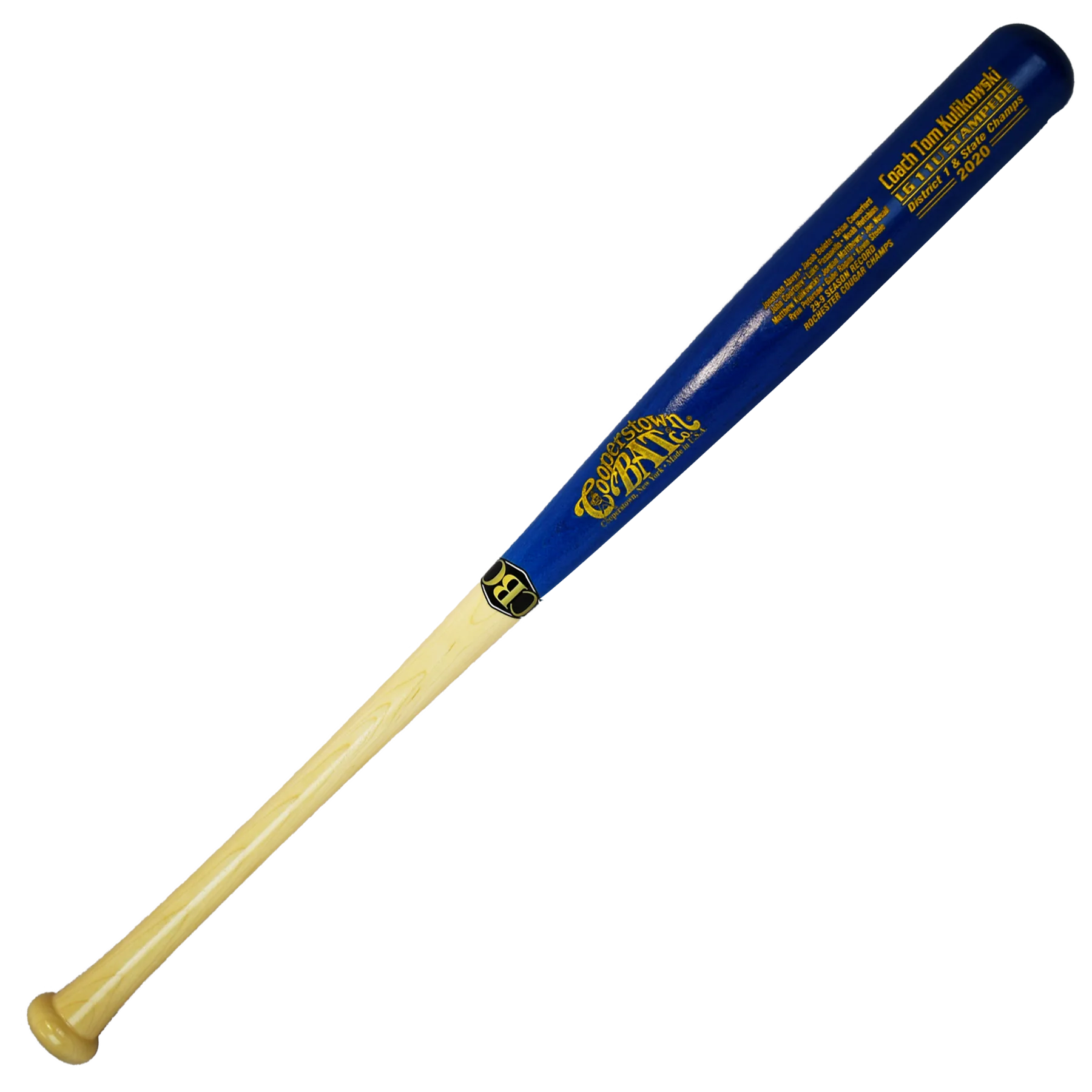Player Coach Gift Award Bat with Roster - Cooperstown Bat