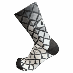 Geometric patterned black and white sock
