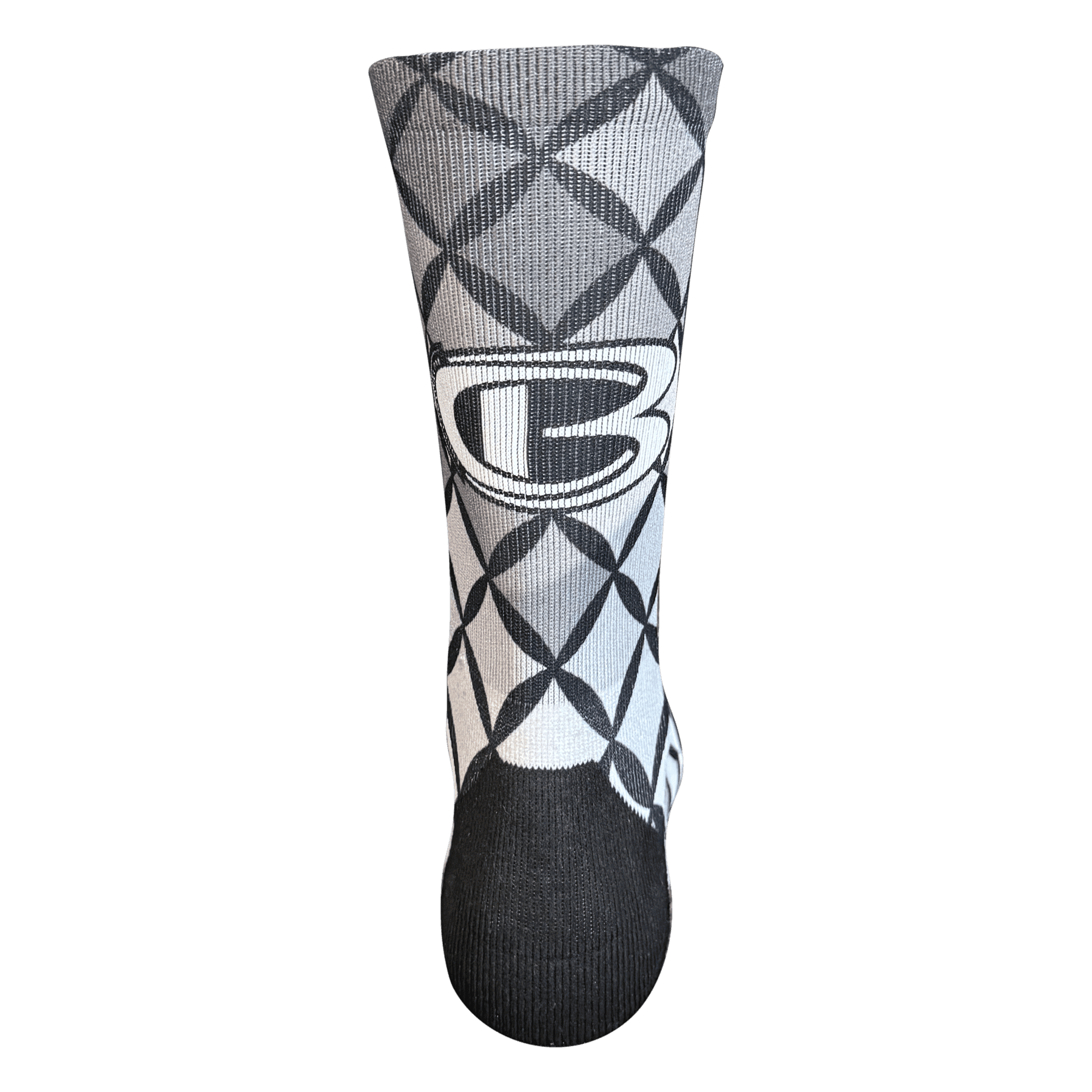 Geometric patterned black and white sock