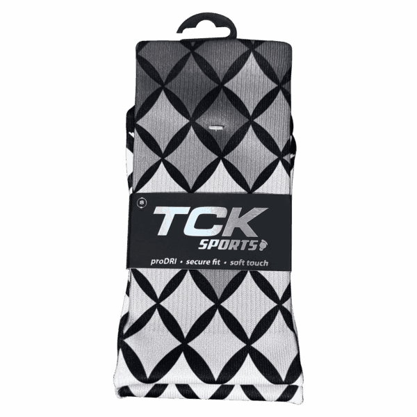 TCK Sports socks with geometric pattern packaging