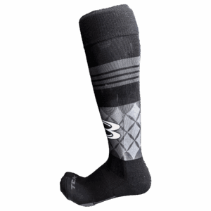 Black knee-high sock with geometric pattern