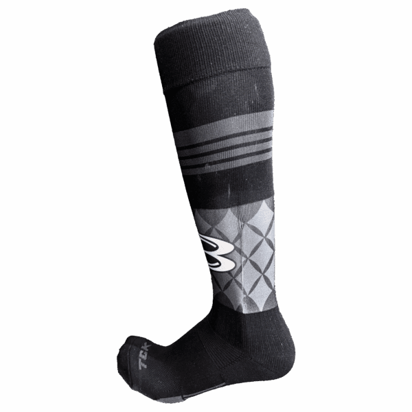 Black knee-high sock with geometric pattern