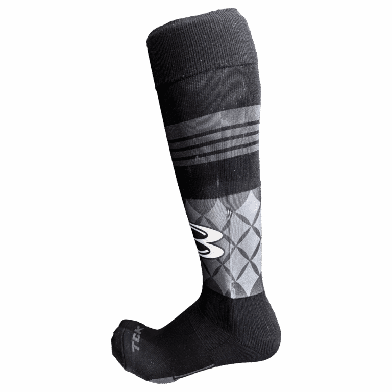 Black knee-high sock with geometric pattern