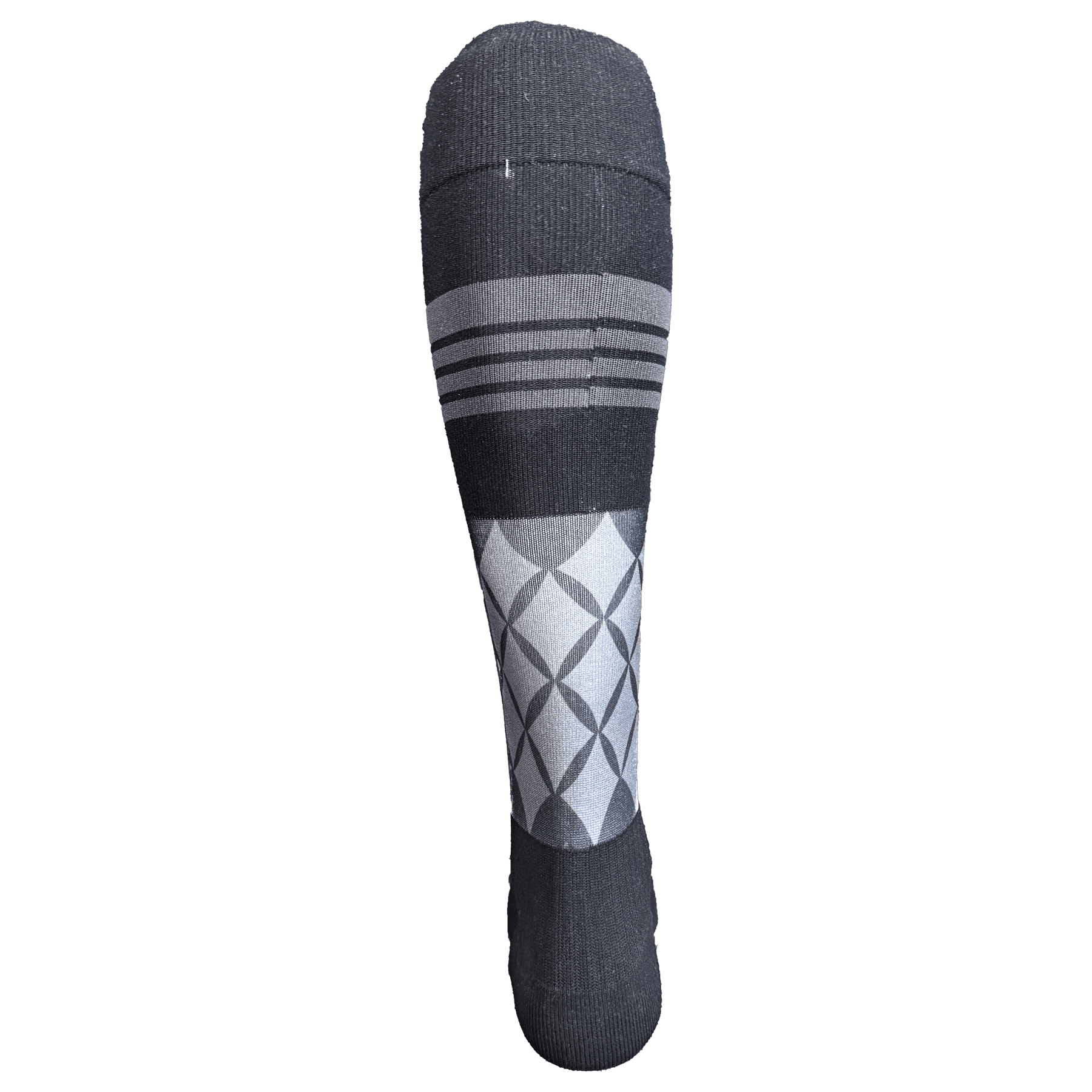 Black knee-high sock with geometric pattern