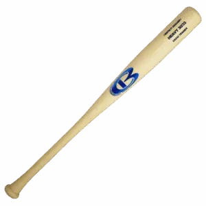 Wooden baseball bat with blue logo