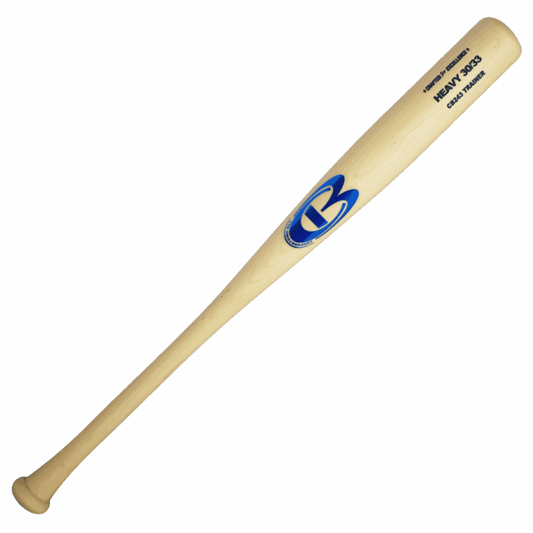 Wooden baseball bat with blue logo