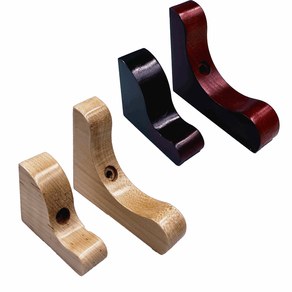 Four wooden Violin bow holders