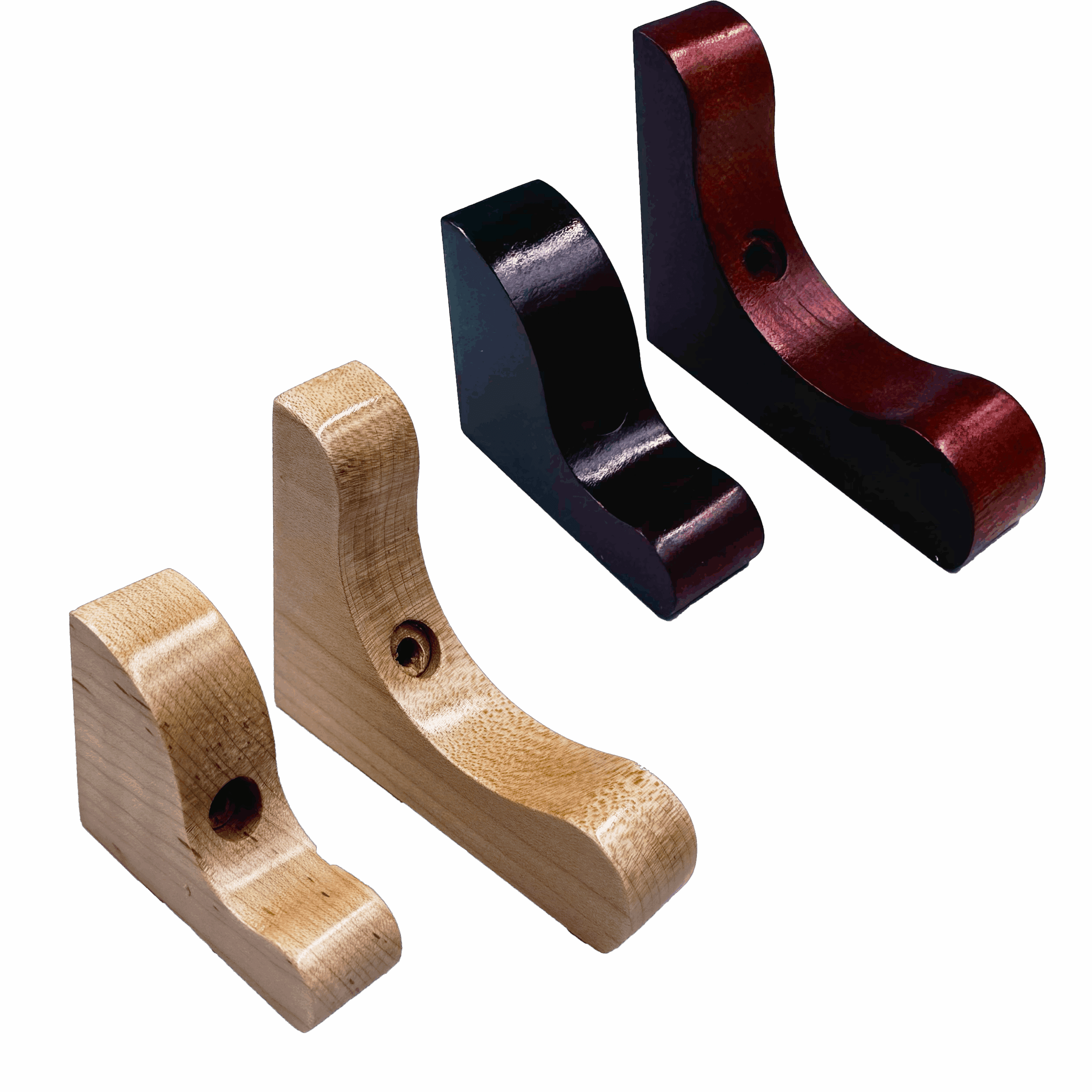 Four wooden Violin bow holders