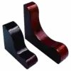 Two curved wooden brackets, dark finish