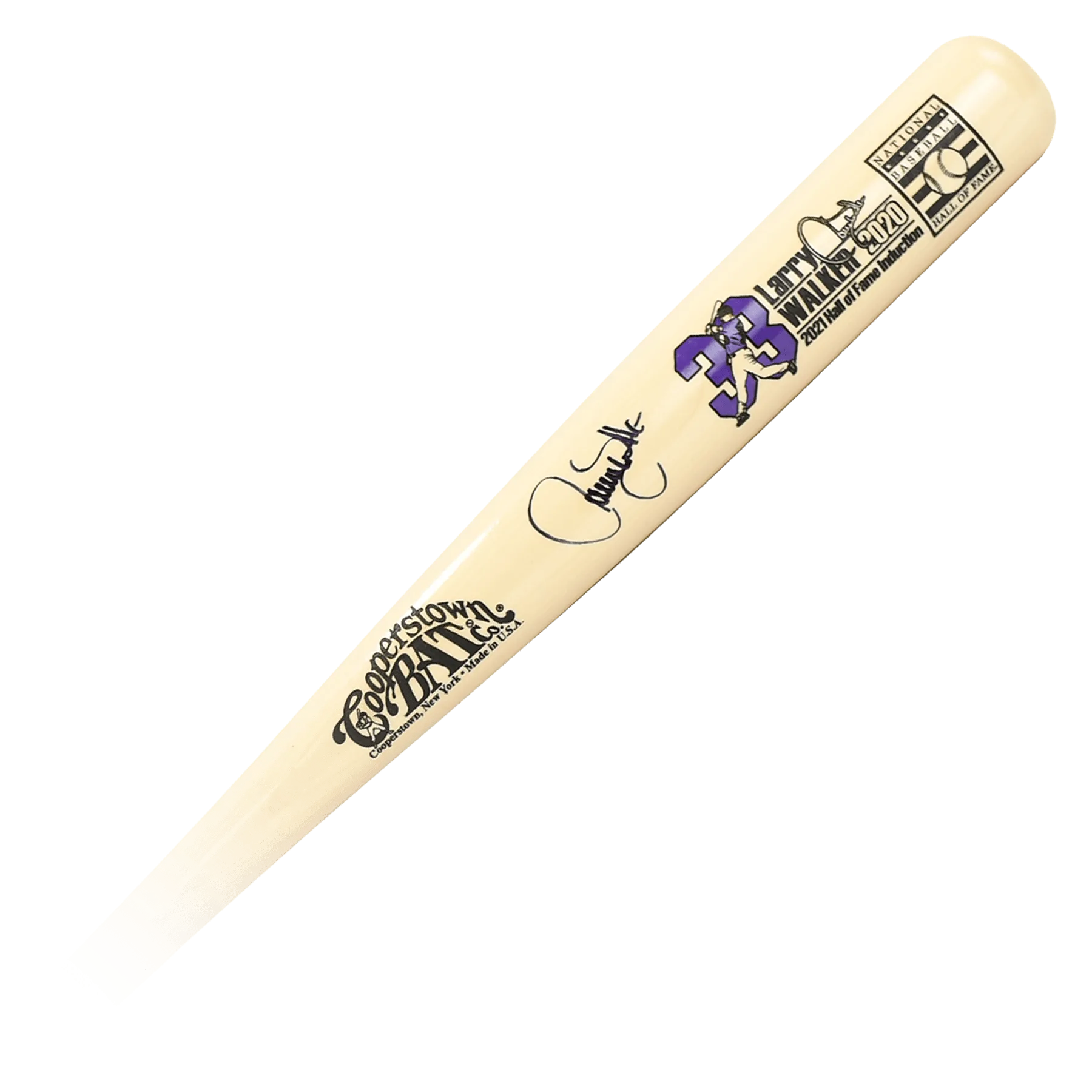 Larry Walker Commemorative Autographed Hall of Fame Stats Bat