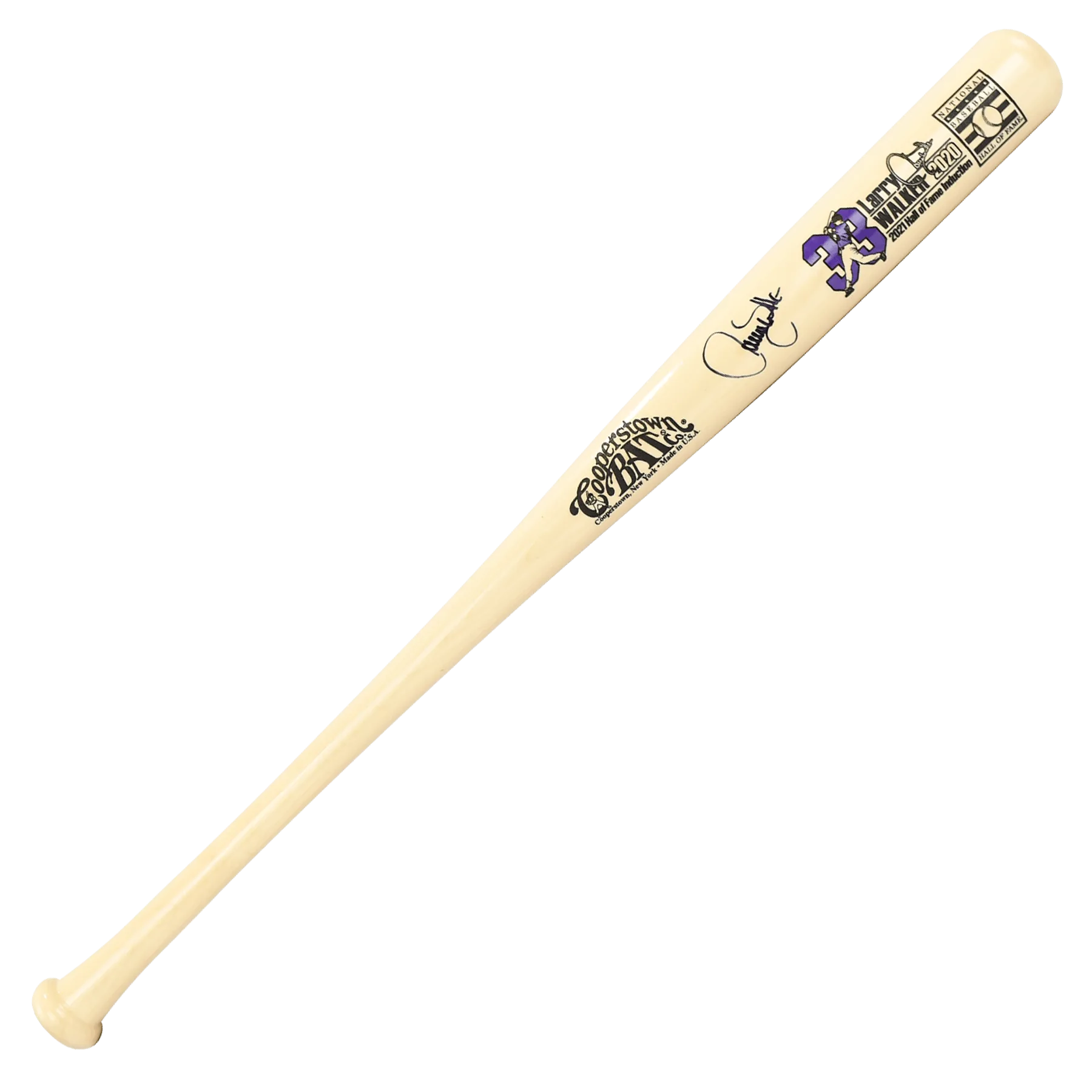 Larry Walker Commemorative Autographed Hall of Fame Stats Bat
