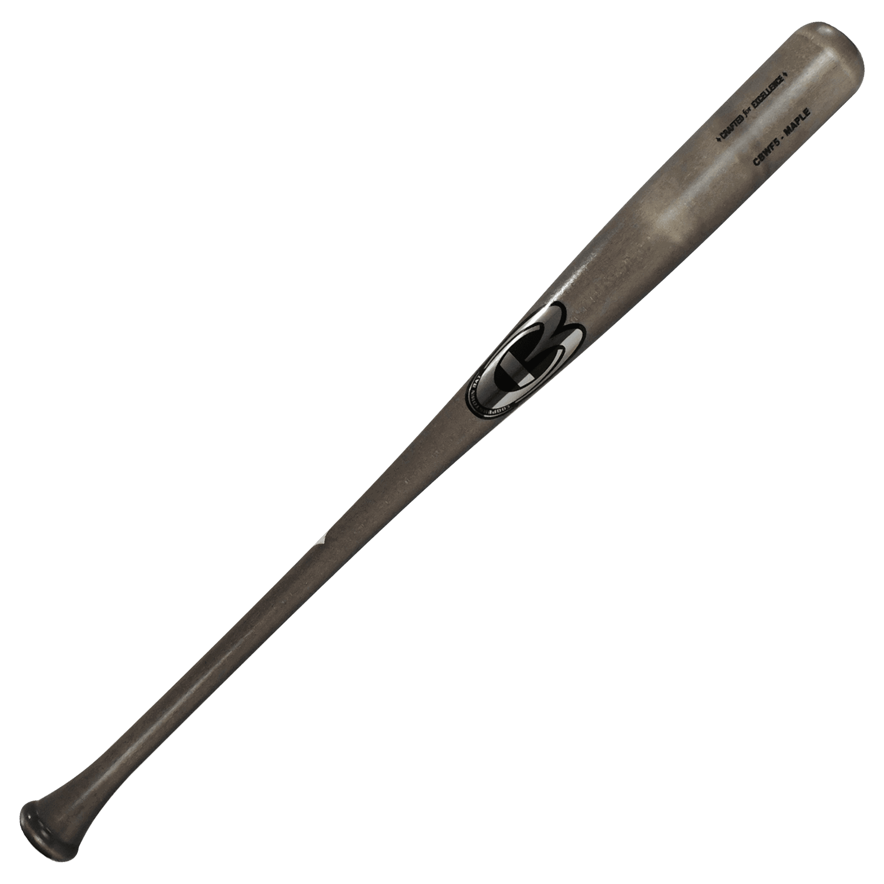 Wooden baseball bat with engraved text.