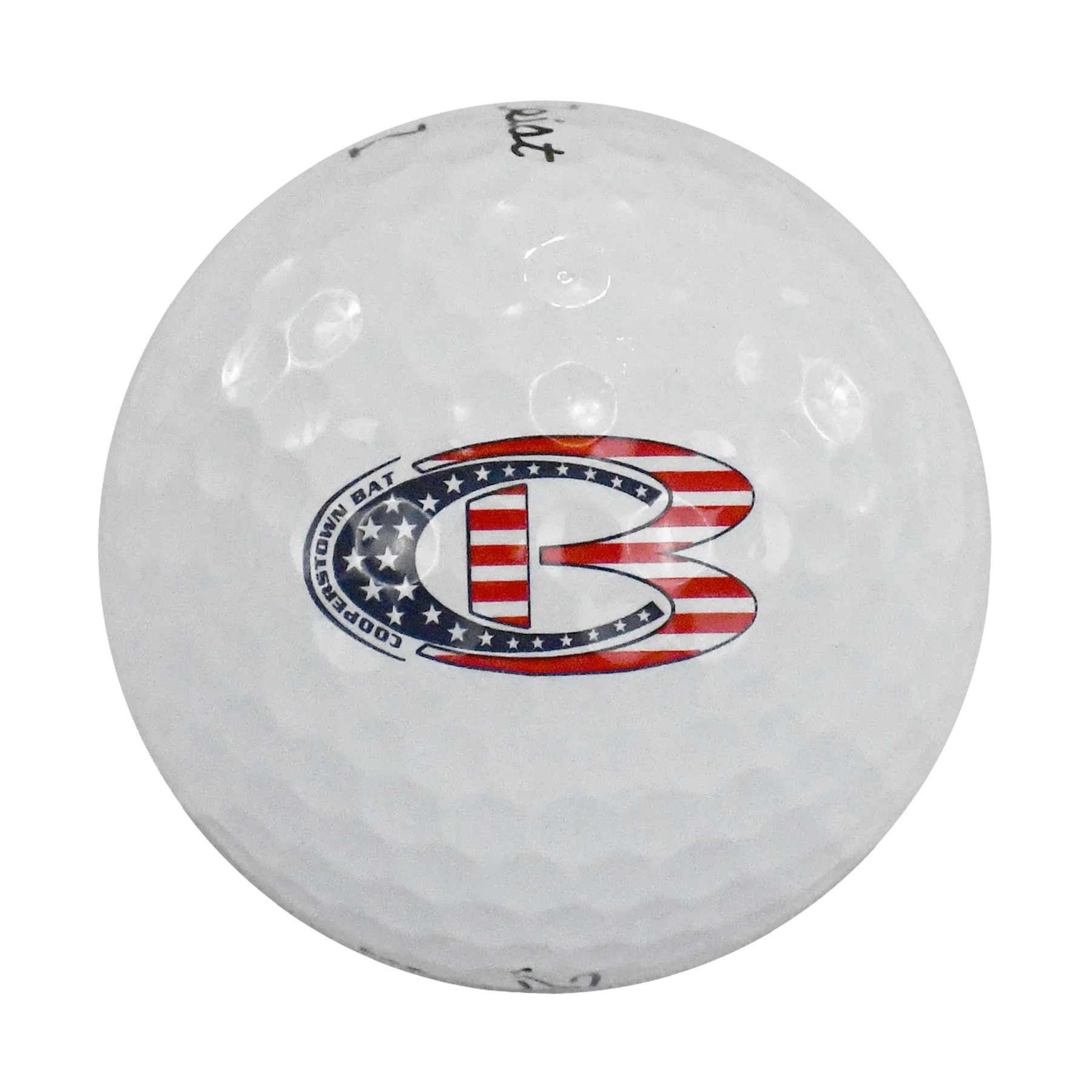 Golf ball with American flag logo.