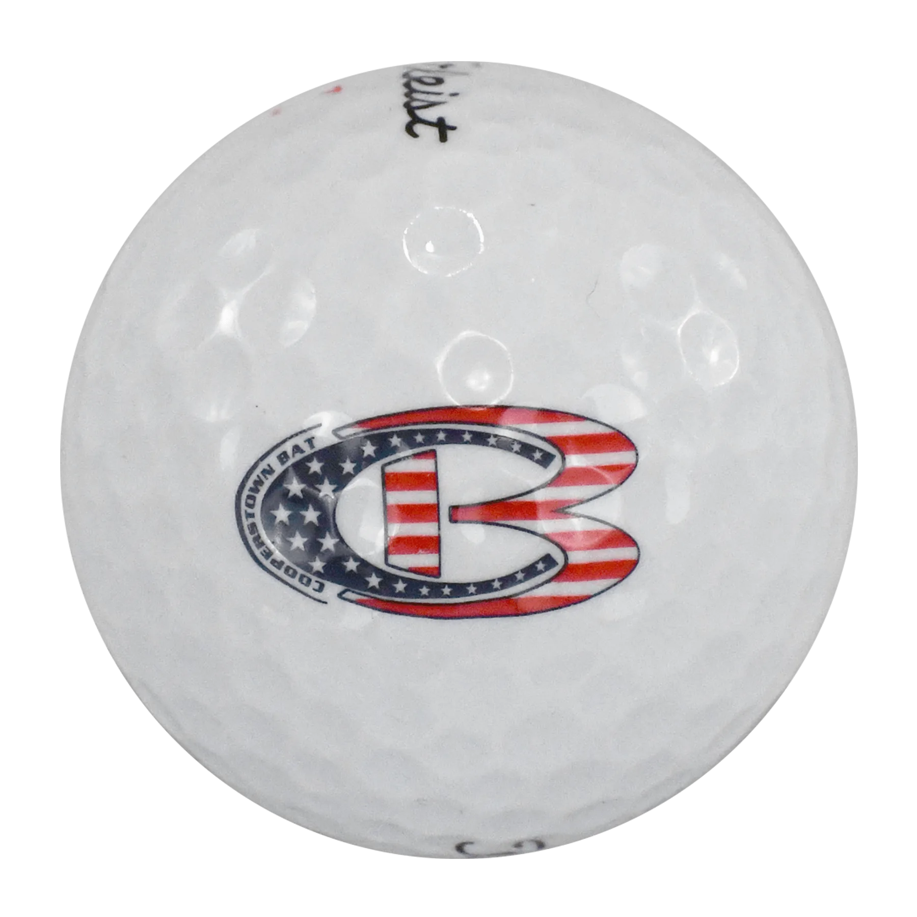 Golf ball with patriotic logo design.