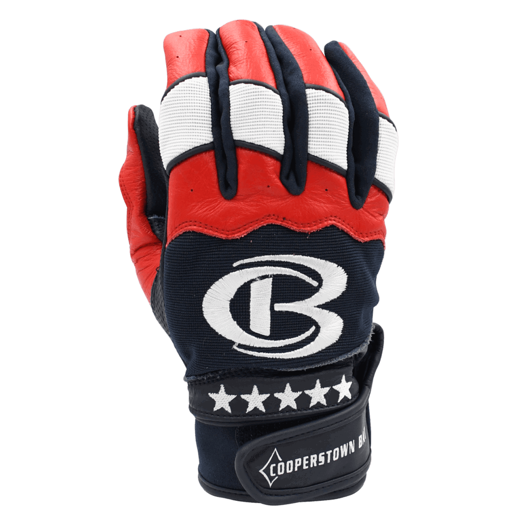 Cooperstown Bat Pro Logo Batting Gloves in Red, White, Blue