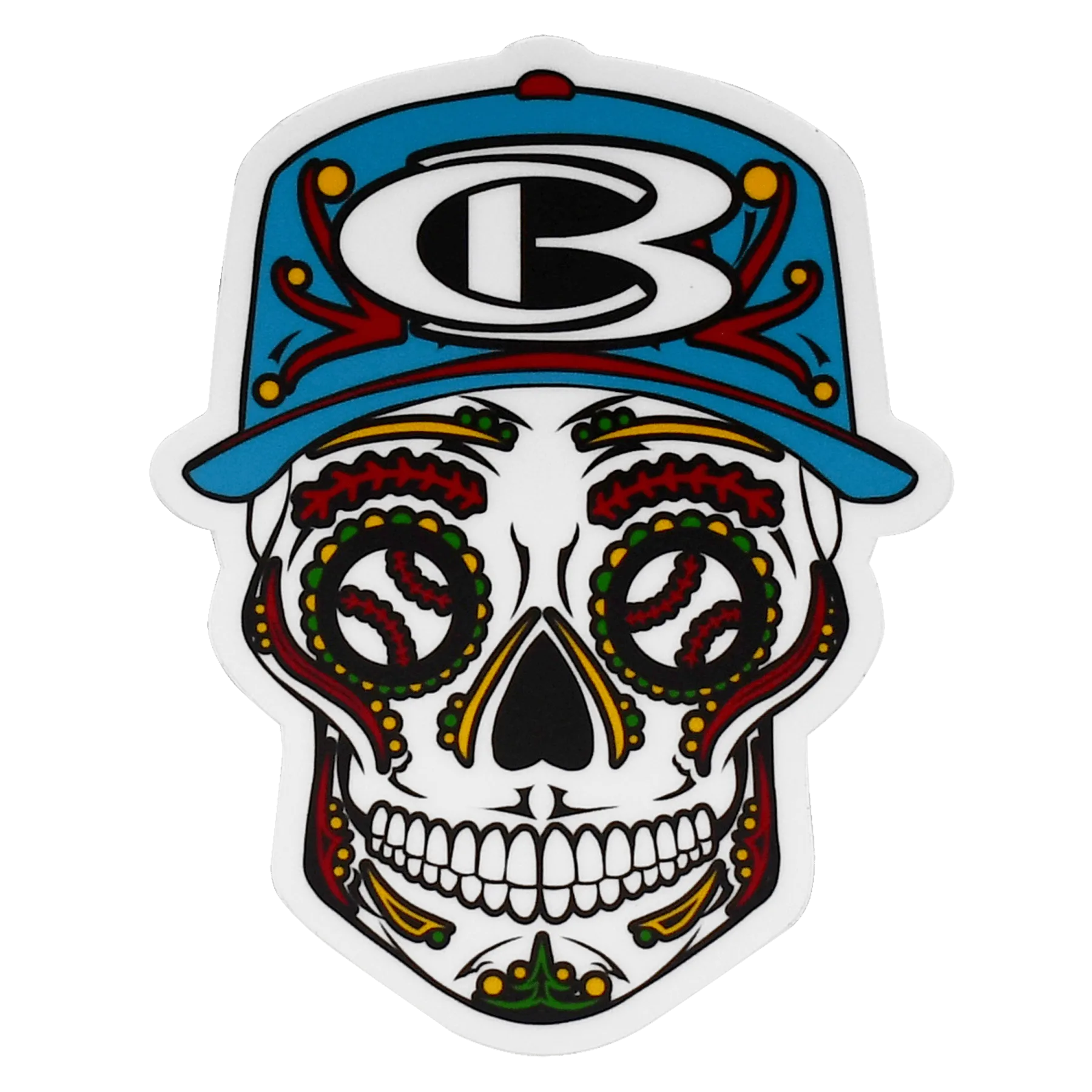 Cooperstown Bat Sugar Skull Sticker