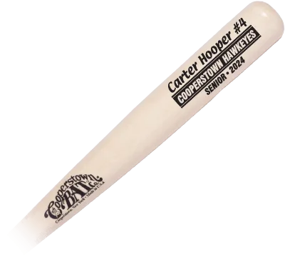 Custom engraved bat uncludes coach/player name, team name.