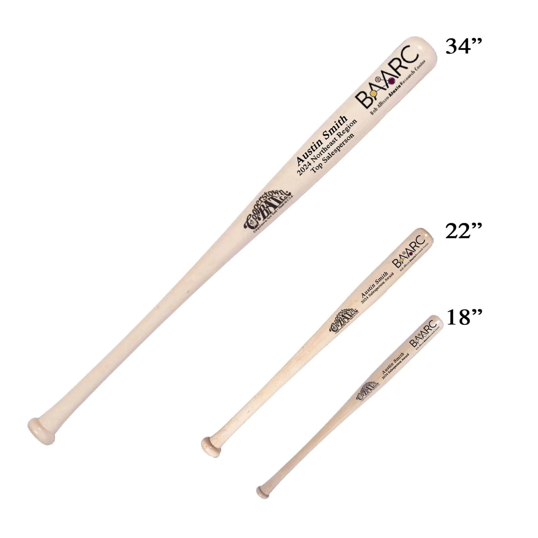 Personalized 22" Miniature Baseball Trophy Bats - With Team Logo - Image 3