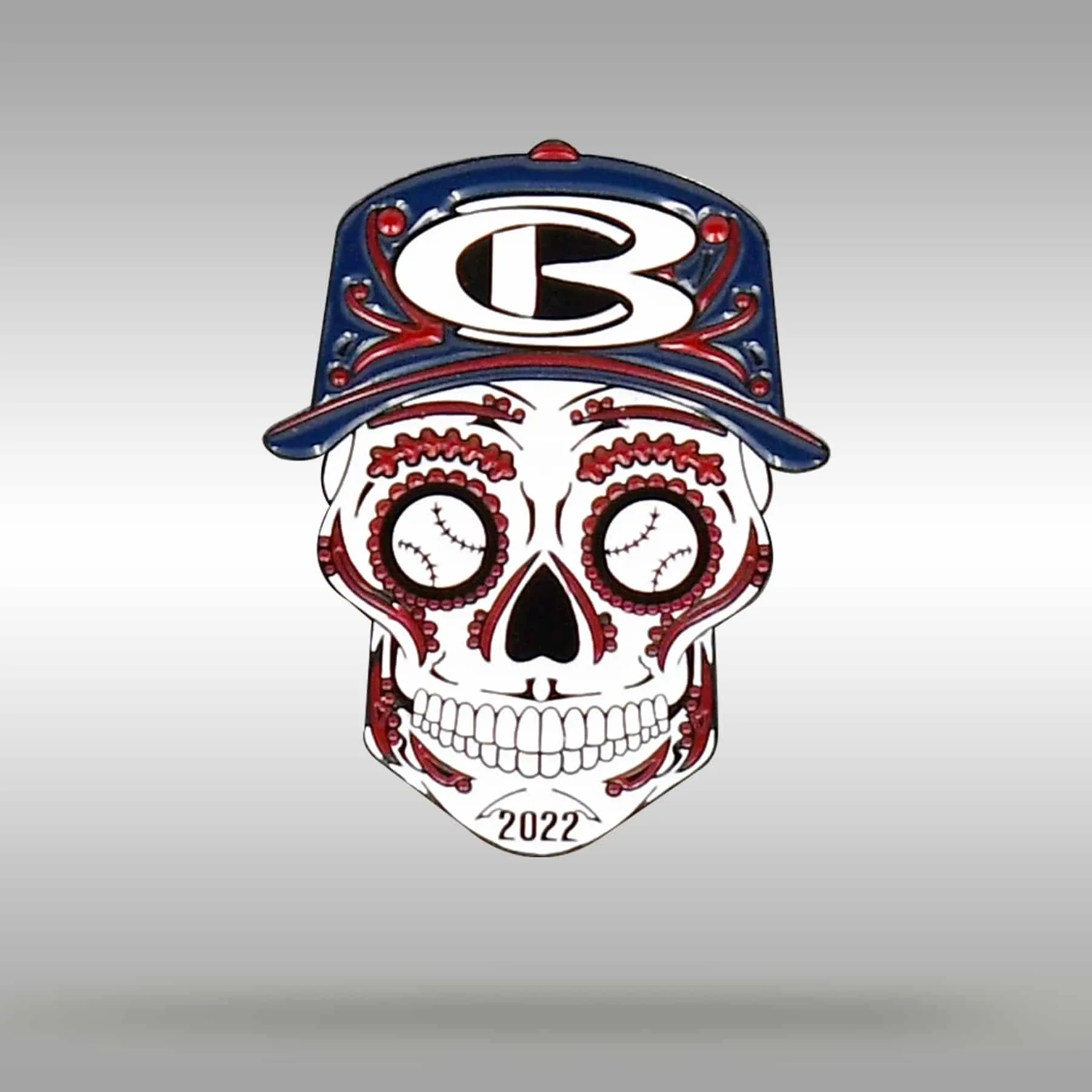 Cooperstown Bat Sugar Skull Pin