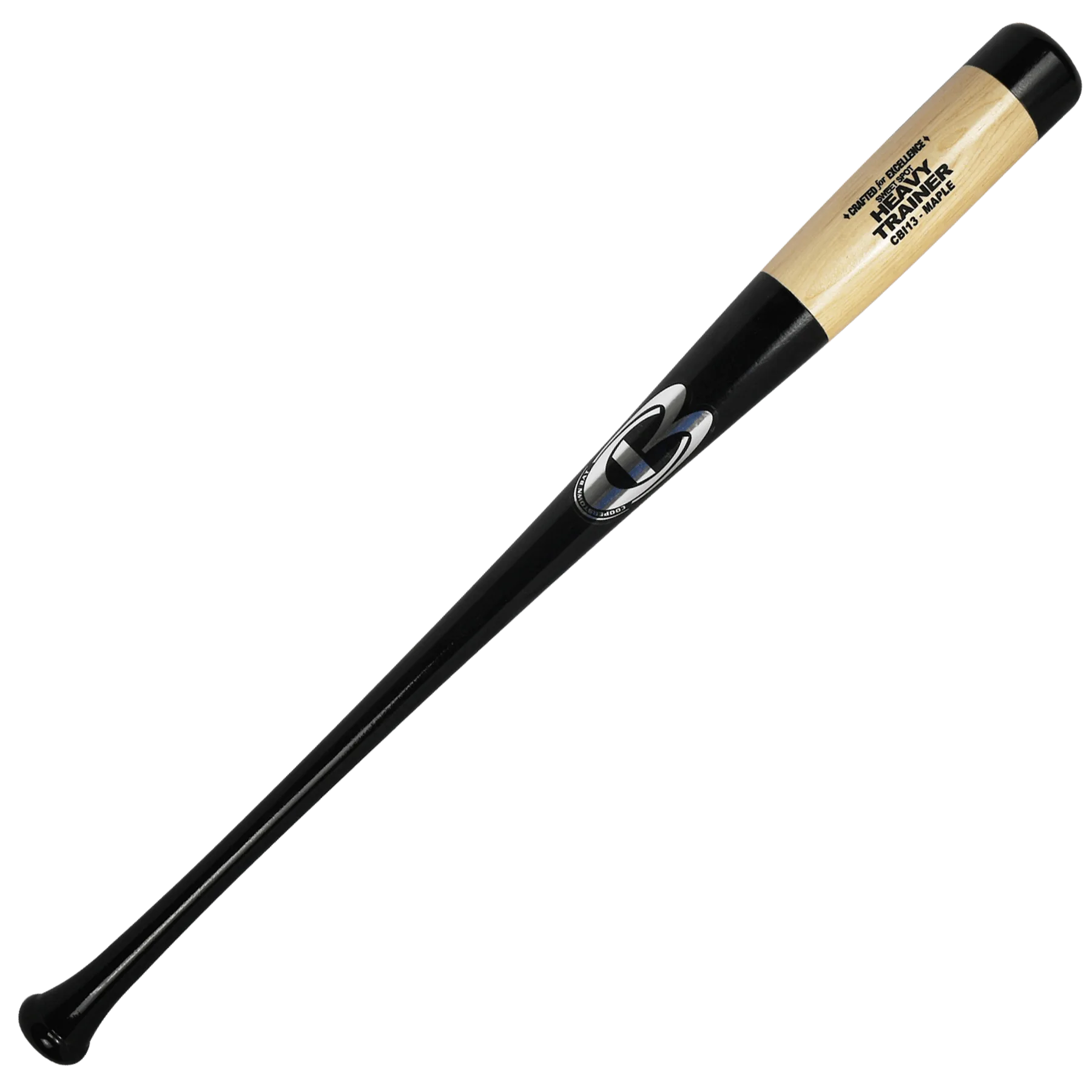 All black bat with different color section to know where to make contact with the ball.