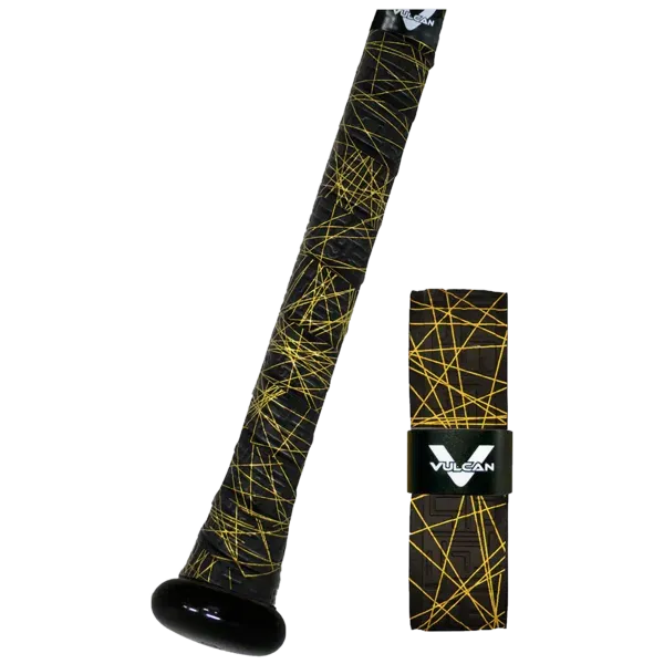 Vulcan Gold Lazer Bat Grip - Black and gold baseball bat grip wrap