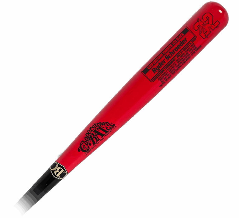 Red Cooperstown Knights commemorative baseball bat