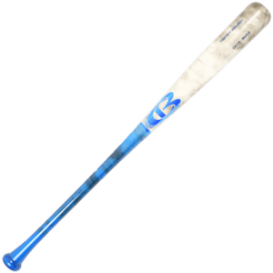 Blue baseball bat on white background.