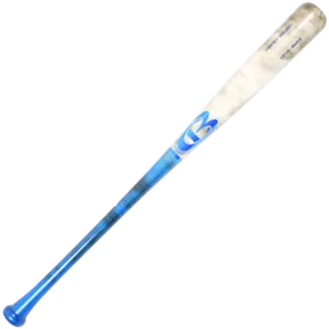 Blue baseball bat on white background.