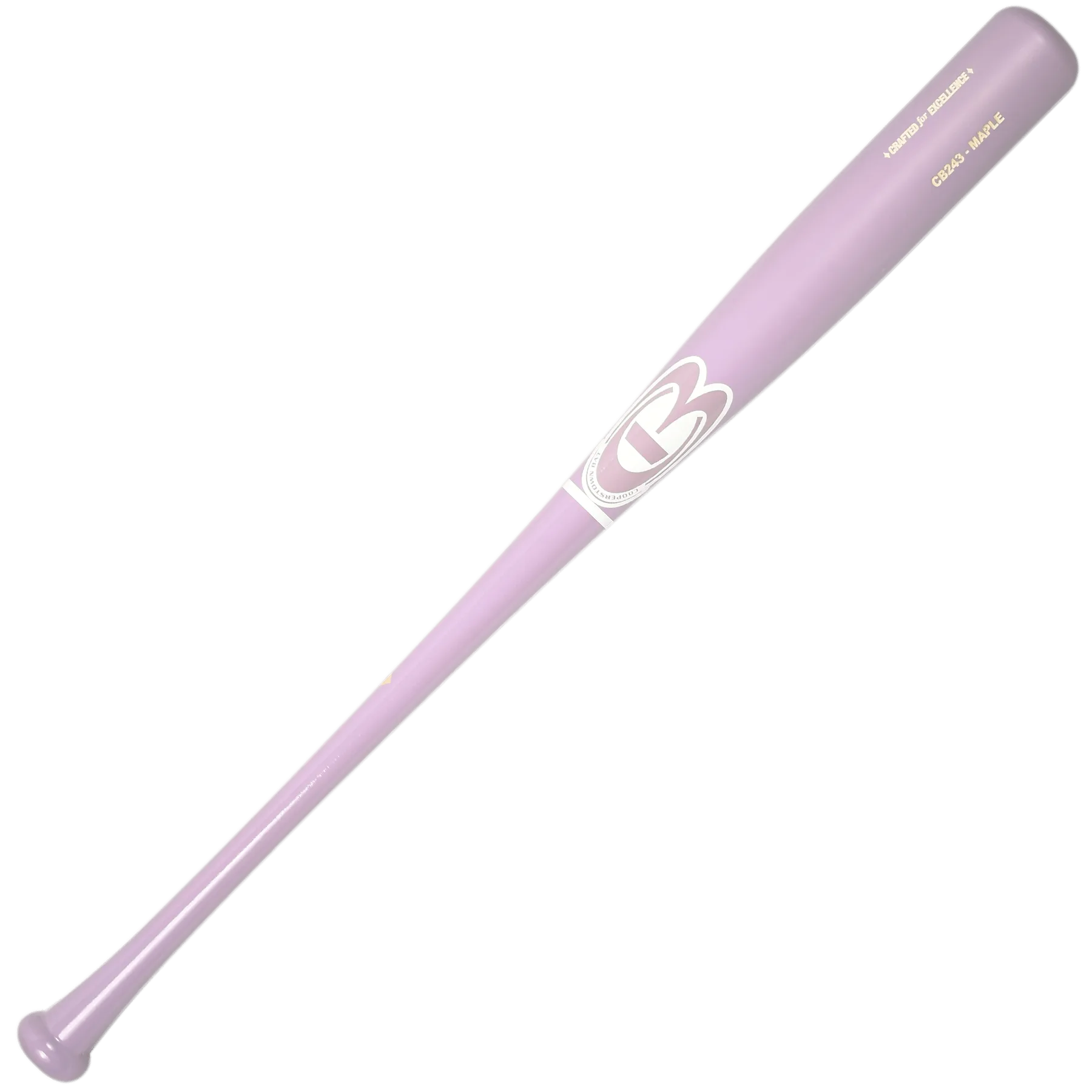 Purple baseball bat with logo