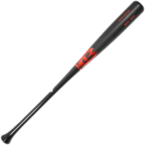 Black wooden baseball bat with red accents