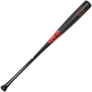 Black wooden baseball bat with red accents