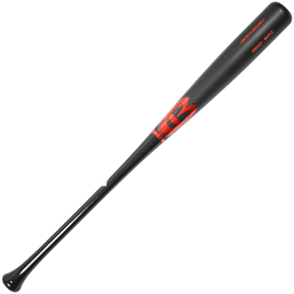 Black wooden baseball bat with red accents