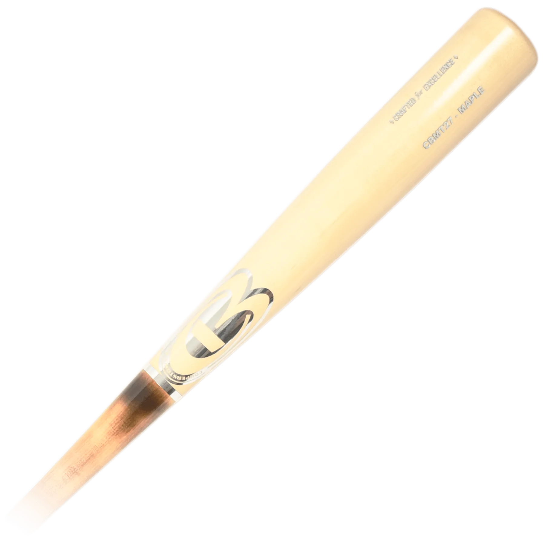 Wooden baseball bat on white background.