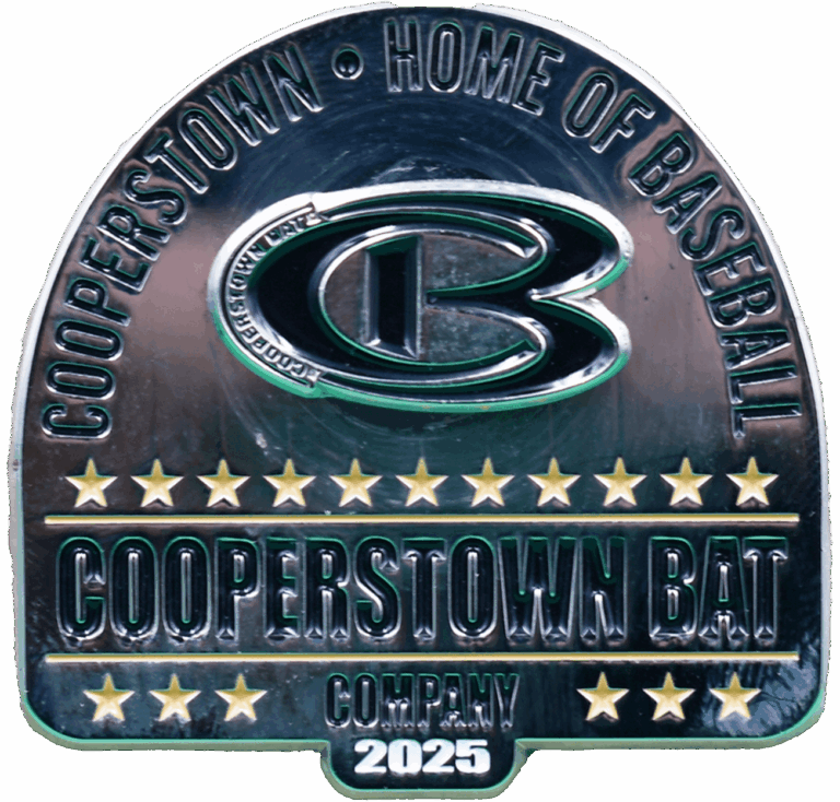 Cooperstown Bat Company metal plaque, 2025.