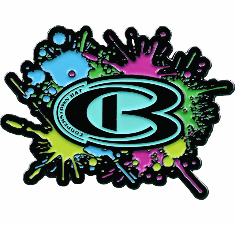Colorful Cooperstown Bat logo with paint splashes