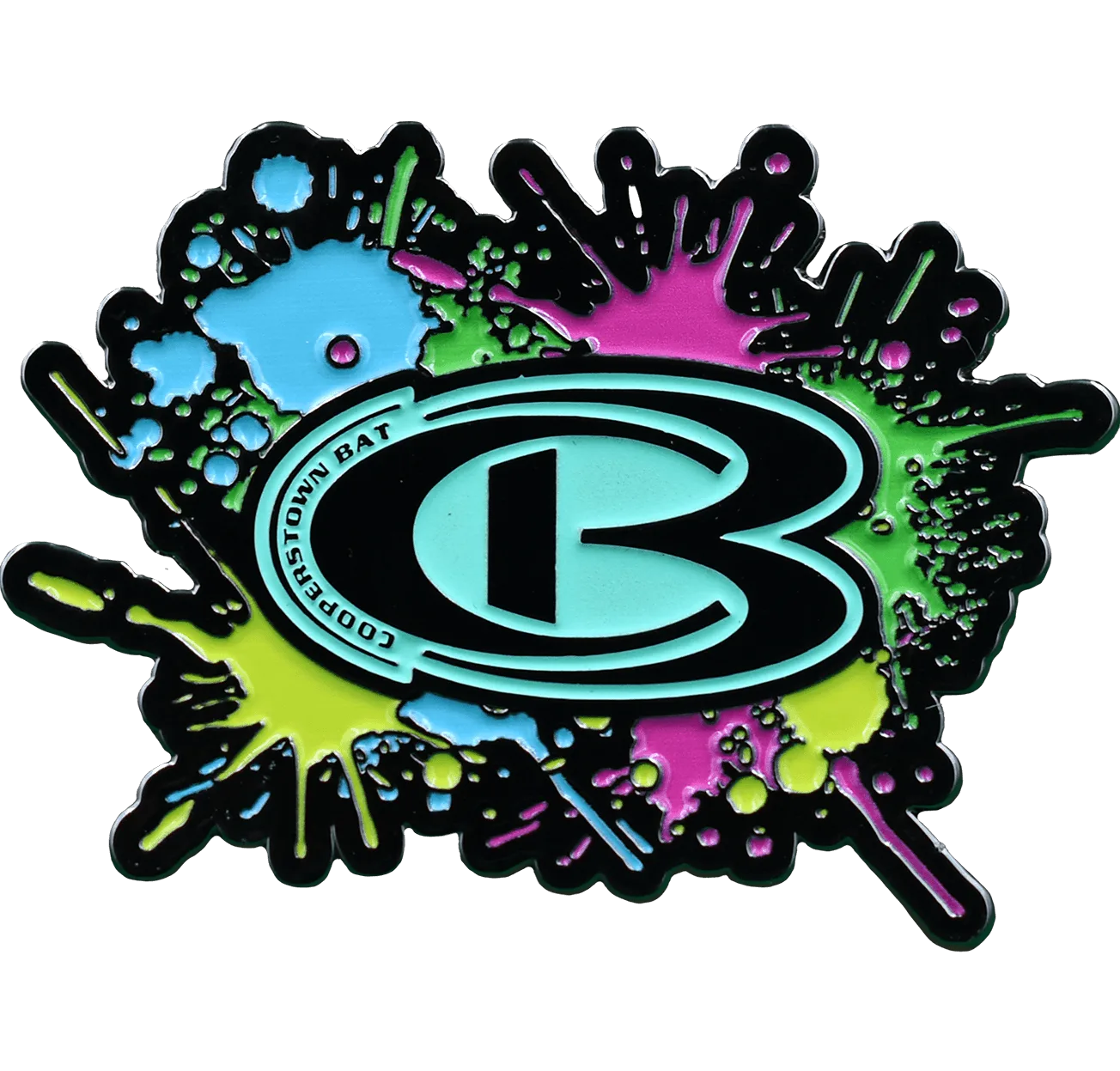 Colorful Cooperstown Bat logo with paint splashes