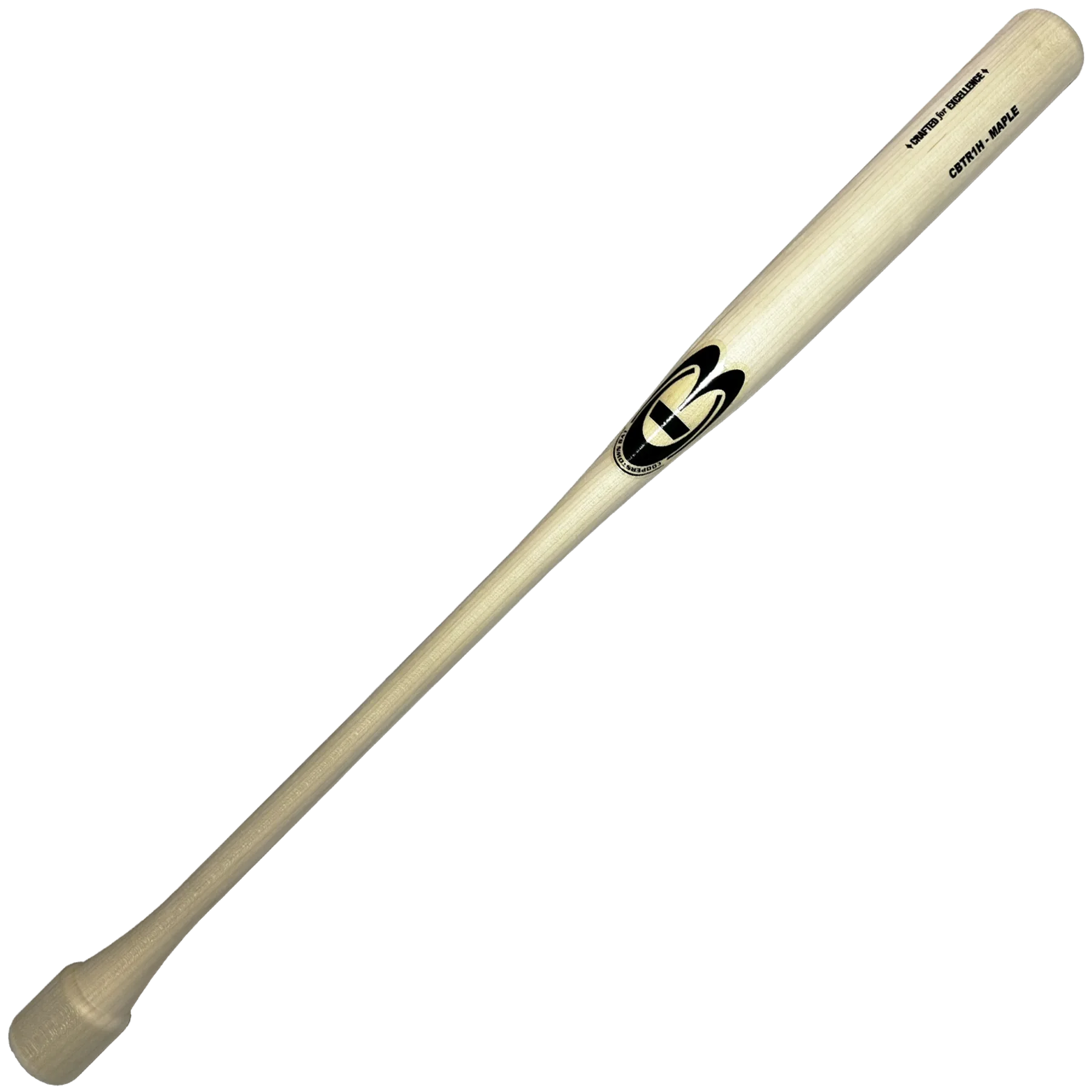 Maple wood baseball bat with logo.