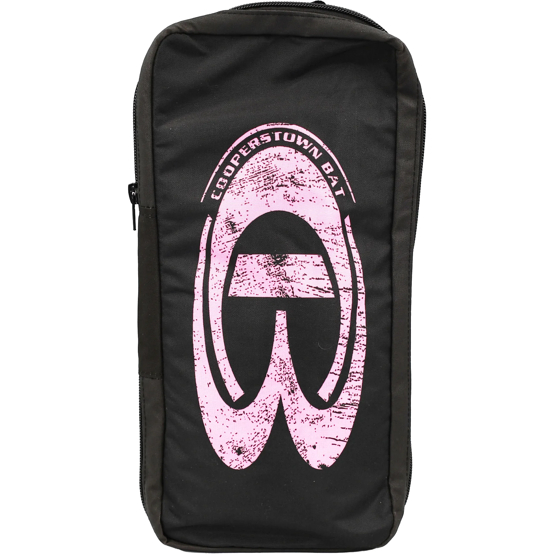 Black bag with pink Cooperstown Bat logo.