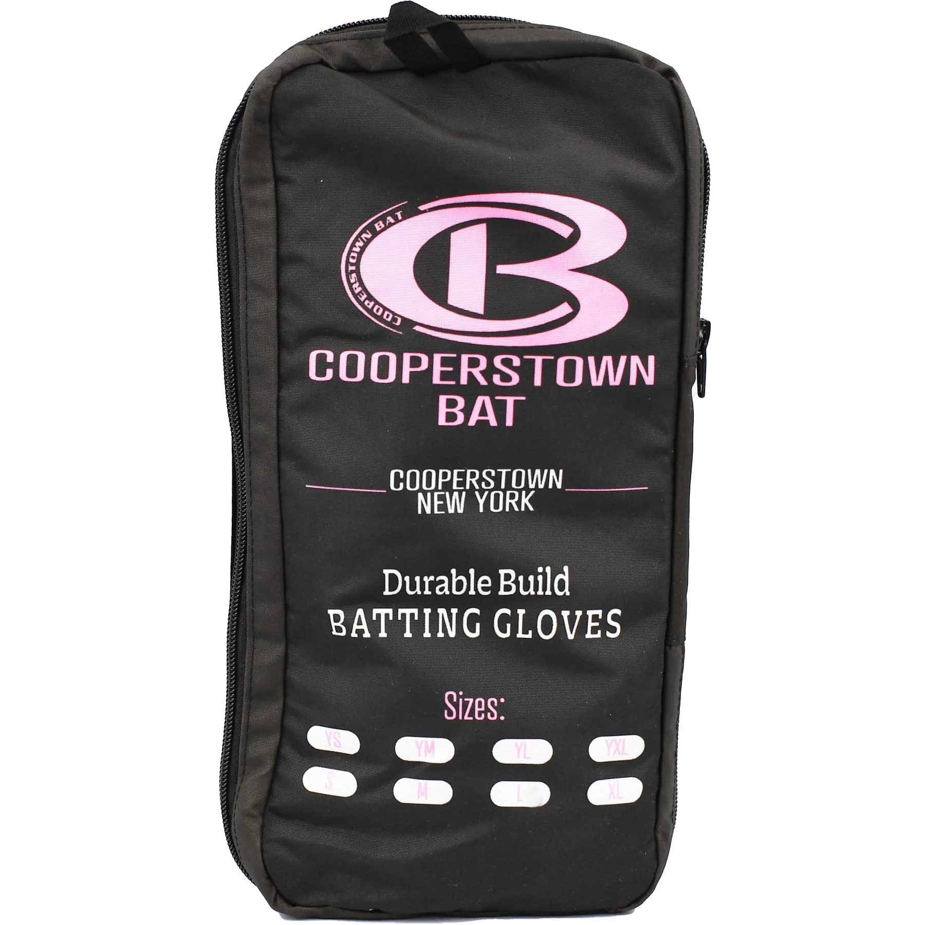 Cooperstown Bat bag with glove sizes displayed.