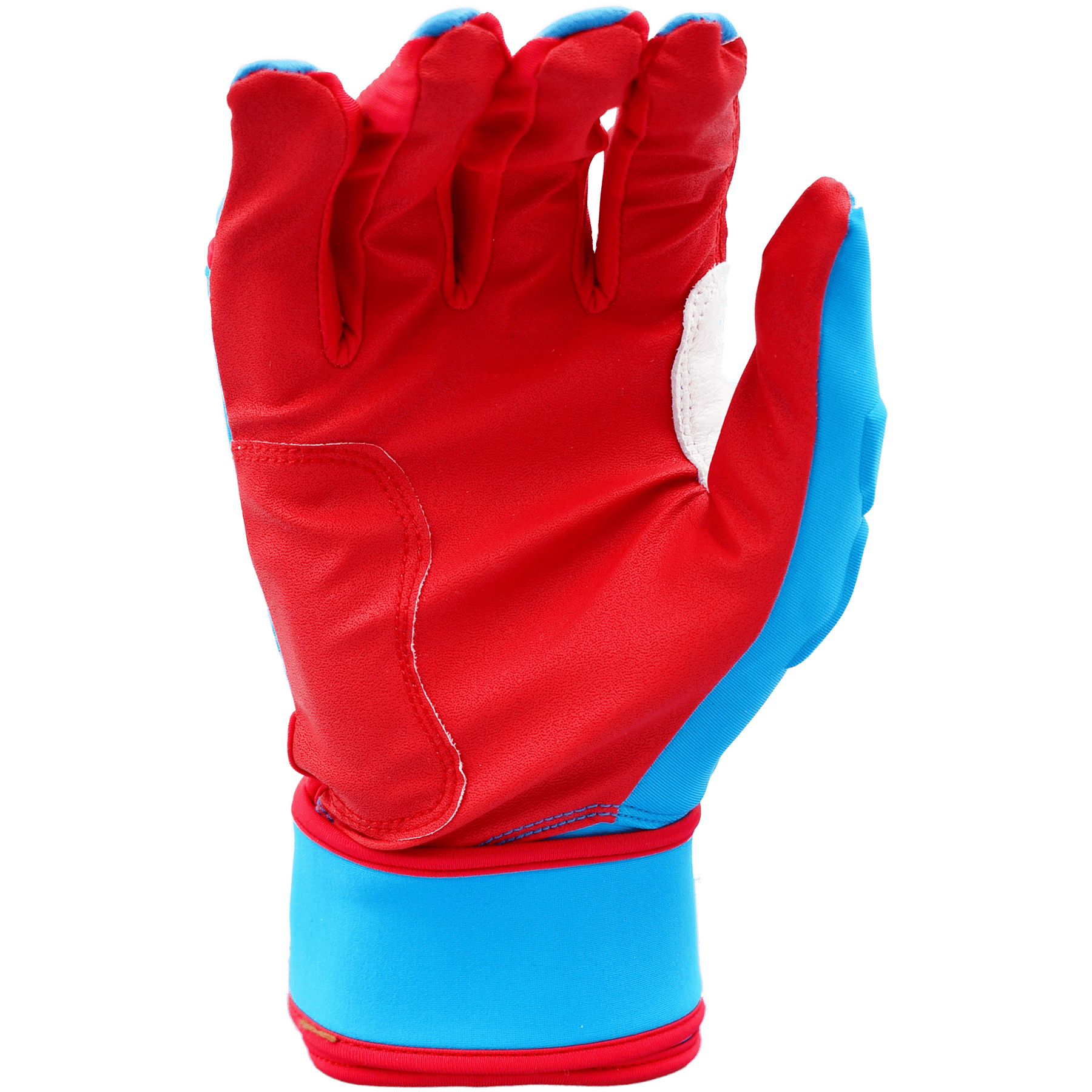 Blue and red baseball glove, Cooperstown Bat logo.